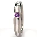 New 4mm Titanium Tension Set Ring w/ Silver Inlay, Amythest Bands, Free Sizing 4.5-11