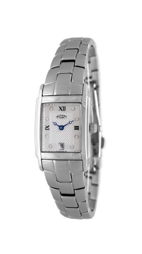 Rotary Ladies Analogue Watch LB42829/01 with Silver Roman Dial and Steel Bracelet