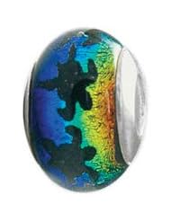 Genuine Zable (TM) Product. 925 Sterling Silver Dichroic Glass, Turtle Bead Charm. 100% Satisfaction Guaranteed.