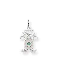 14K White Gold Girl 2.5mm Synthetic