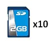 10-Pack of 2GB SD Memory Cards for Canon PowerShot, Nikon Coolpix, Panasonic Lumix, Pentax Optio, Samsung, JVC, Casio Exilim, FujiFilm, Kodak EasyShare Digital Camera & Garmin GPS (Memory Cards bulk)