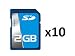 10-Pack of 2GB SD Memory Cards for Canon PowerShot, Nikon Coolpix, Panasonic Lumix, Pentax Optio, Samsung, JVC, Casio Exilim, FujiFilm, Kodak EasyShare Digital Camera & Garmin GPS (Memory Cards bulk)