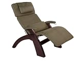 Human Touch Perfect Chair, Electric Base, with Folding Footrest ln Dark Walnut with a Sage Micro-Suede Cover