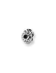 Black CZ, Floral Charm in Silver for 3mm Charm Bracelets