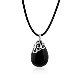 Sterling Silver & Black Onyx Teardrop Pendant/Necklace with 18