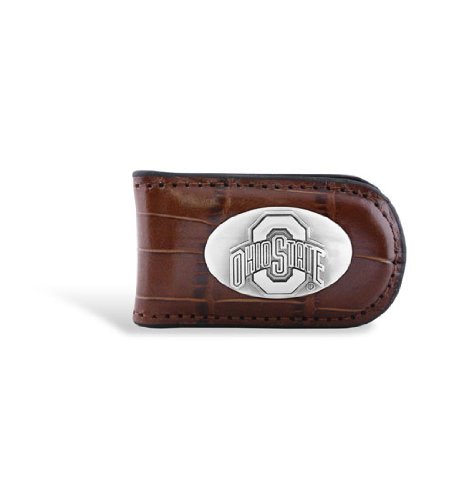 NCAA Ohio State Buckeyes Tan Crocodile Leather Magnet Concho Money Clip, One Size