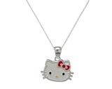 Hello Kitty Sterling Silver Red Enamel Pendant Necklace with 18″ Chain