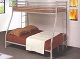 Contemporary Silver Metal Kids Bunk Bed Full Twin Frame