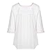 Women's Peasant Tunic Top - Embroidered Flowers White Cotton Blouse