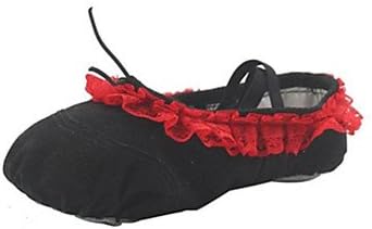 Girl¡®s Red Canvas Ballet Practise Shoes (More Colour) , Black , US7.5 / EU23 / UK6.5 Toddle