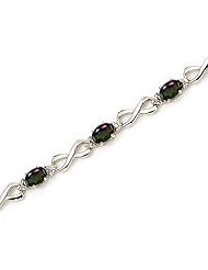 14K White Gold Oval Mystic Topaz and Diamond Bracelet