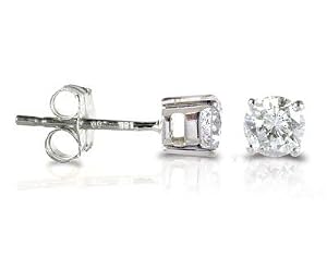 9 ct White Gold Solitaire Diamond Stud Earrings 0.33 Carat - 3mm*3mm