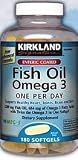 Kirkland Signature Fish Oil with Omega-3 Fatty Acids - NEW ONE PER DAY FORMULA - 180 Enteric Coated Softgels - 3 Bottles