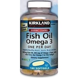 Kirkland Signature Fish Oil with Omega-3 Fatty Acids - NEW ONE PER DAY FORMULA - 180 Enteric Coated Softgels - 3 Bottles by Kirkland Fish Oil Complex