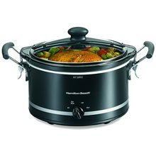Hamilton Beach 33145 4-qt Oval Slow Cooker Black Clip and Carry Portability