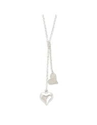 Genuine .925 Sterling Silver Polished & Textured Puffed Heart Fancy Drop Necklace. 100% Satisfaction Guaranteed.
