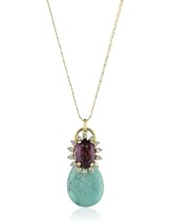 Anton Heunis Anthony and Cleopatra Turquoise Drop and Purple Crystal Pendant Necklace