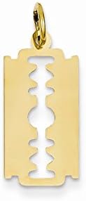 14k Yellow Gold Polished Razor Blade Charm