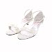 Artwedding Beading Detailed Satin Sandal Mid Heel Wedding Shoes,Ivory