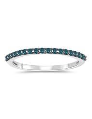 1/5 (0.18-0.25) Cts Teal Blue Diamond Ring in 14K White Gold with Black Rhodium