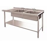 Vogue Stainless Steel Sink - 1800 x 600 Double bowl & Left hand drainer