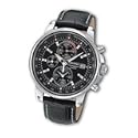 Gordon's Jewelers Men's Seiko Alarm Chronograph Watch with Black Leather Strap(Model