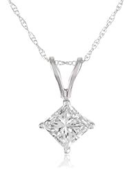 IGI Certified 14k Choice of Gold Princess-Cut Diamond Solitaire Pendant (1 cttw, I-J Color, I1-I2 Clarity)