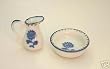 Dollhouse Blue and White Pitcher and Washbasin in Porcelain