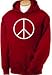 Peace Sign Symbol Hoody Sweatshirt - Scarlet Red, Large