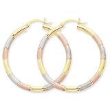 14k Tri-color Gold 3mm Diamond-cut Earrings