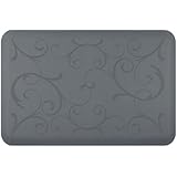 WellnessMats Anti-Fatigue 36 Inch by 24 Inch Bella Motif Kitchen Mat, Grey