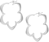 Fossil Earrings - Wire Flower Hoops (Color: Silver)