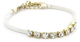 Ettika Gold Colored Crystal Chain and White Deerskin Leather Bracelet