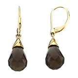 14K Yellow Gold Smokey Topaz Briolette Earrings