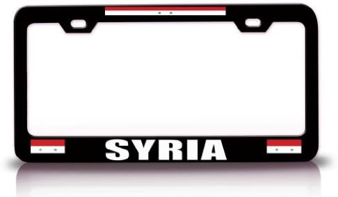 SYRIA Flag Steel Metal License Plate Frame Bl. # 62