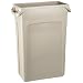 Rubbermaid Commercial Plastic 23-Gallon Slim Jim Waste Receptacle with Venting Channels, Rectangular, 11" Width x 22" Depth x 30" Height, Beige