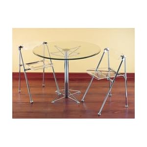 Round Chrome Contemporary Glass Top Table