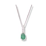 9Ct White Diamond And Emerald Pendant