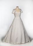 White Satin Cap-Sleeve Wedding Gown