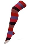 Over-the-Knee Thigh High Stockings Socks Thick Striped Red Top Size: 9-11