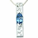 1.25 Carats Marquise Cut Genuine London Blue Topaz Sterling Silver Pendant Necklace
