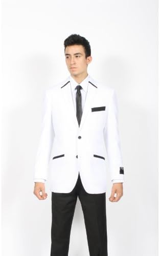 Two Button White Black Accents Fashion Mens Dinner Jacket