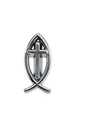 Ichthus (Fish) with Cross Lapel Pin in 10k Yellow Gold