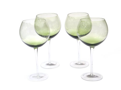 Certified International Olive Green 28-ounce Red Wine ,Set of 4
