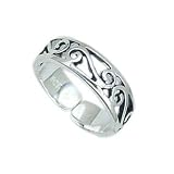 .925 Sterling Silver Filigree Design Toe Ring