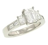 Emerald/Baguette Diamond Engagement Ring .75cttw cz ct