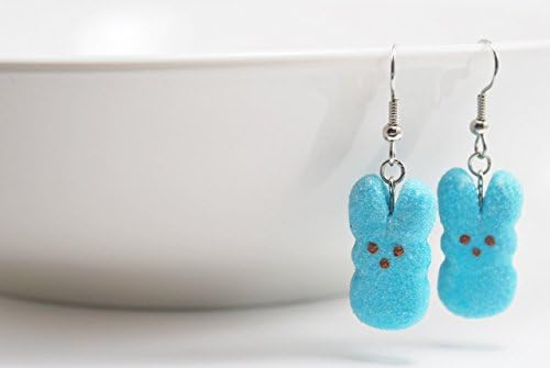 Peeps Inspired Bunny Blue Earrings - Food Jewelry, Kawaii Jewelry, Polymer Clay Jewelry