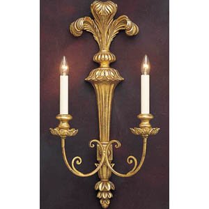Palm Leaf Motif Gold-leafed Wall Sconce