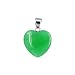 .925 Sterling Silver Heart Shaped 15mm Green Jade Dangle Pendant .925 Sterling Silver Heart Shaped 15mm Green Jade Dangle Pendant