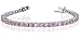 Sterling Silver Simulated Pink Cubic Zirconia Tennis 7.5 Bracelet With Secure Latch Clasp